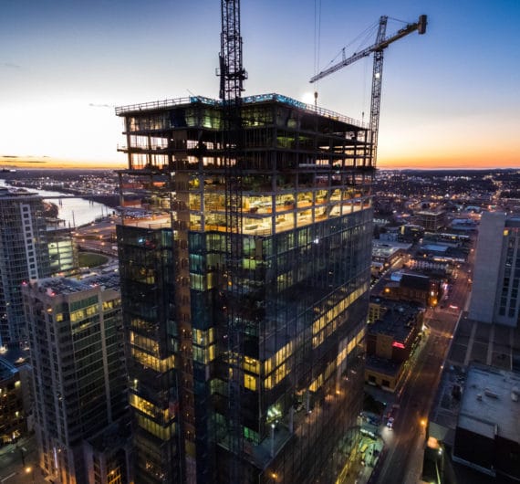 Construction Photography in downtown Nashville - Aerial Image