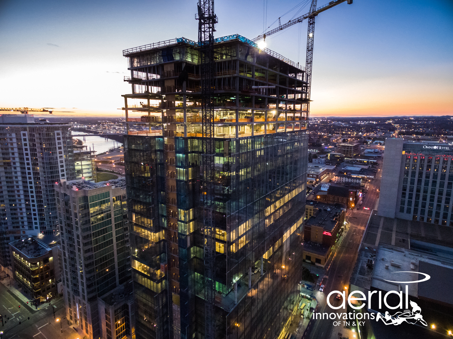 Drone Flying. Taking a photo of construction from a drone